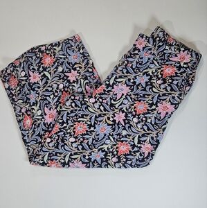 Loft Pants Womens Medium Blue Pink Floral Flowy‎ Wide Leg Resortwear Bottoms